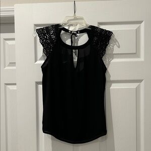 Black Lace Sleeve Women's Top